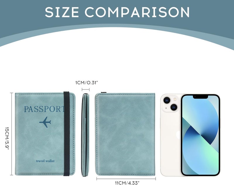 ILIYAH -Passport Cover-Passport Holder Travel Wallet-RFID Blocking Passport Case Travel Accessories Card Holder Wallet Unisex Travel Gifts(Blue) - Image 2